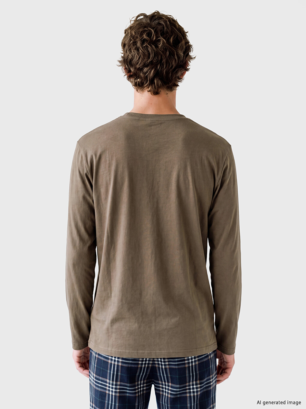 Crew Neck Long Sleeve Men's Pyjamas Top-3