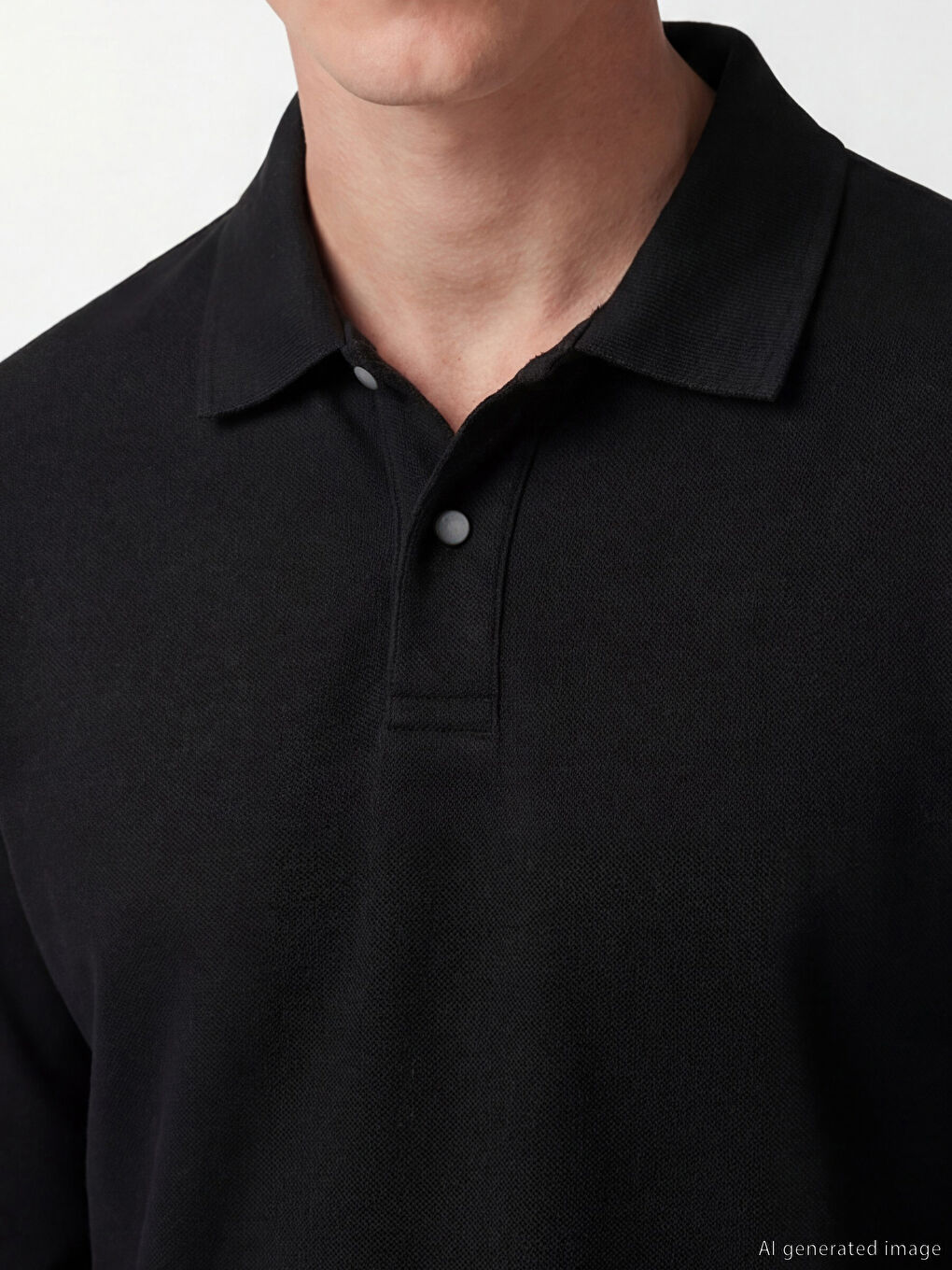 Siyah Polo Yaka Erkek Tişört-2