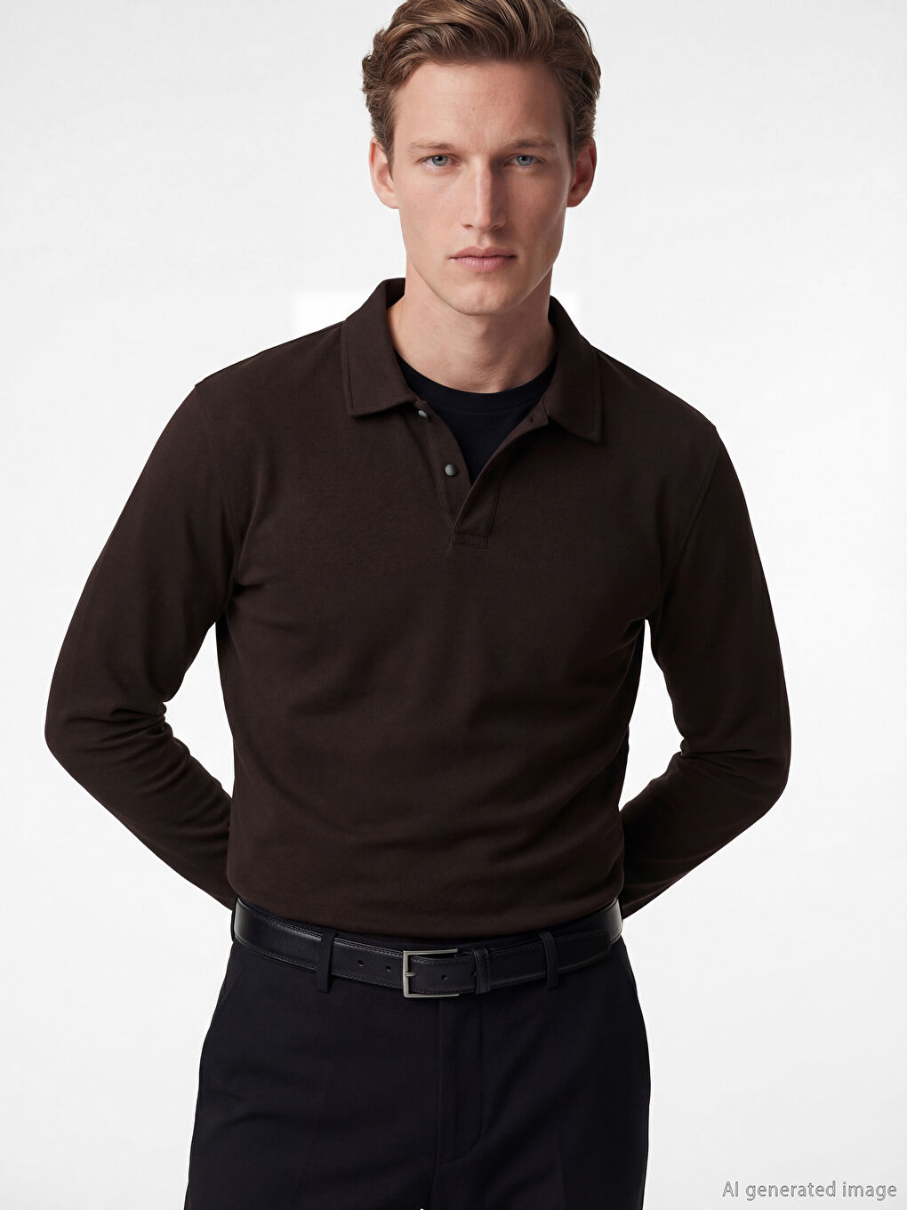 Kahverengi Polo Yaka Erkek Tişört