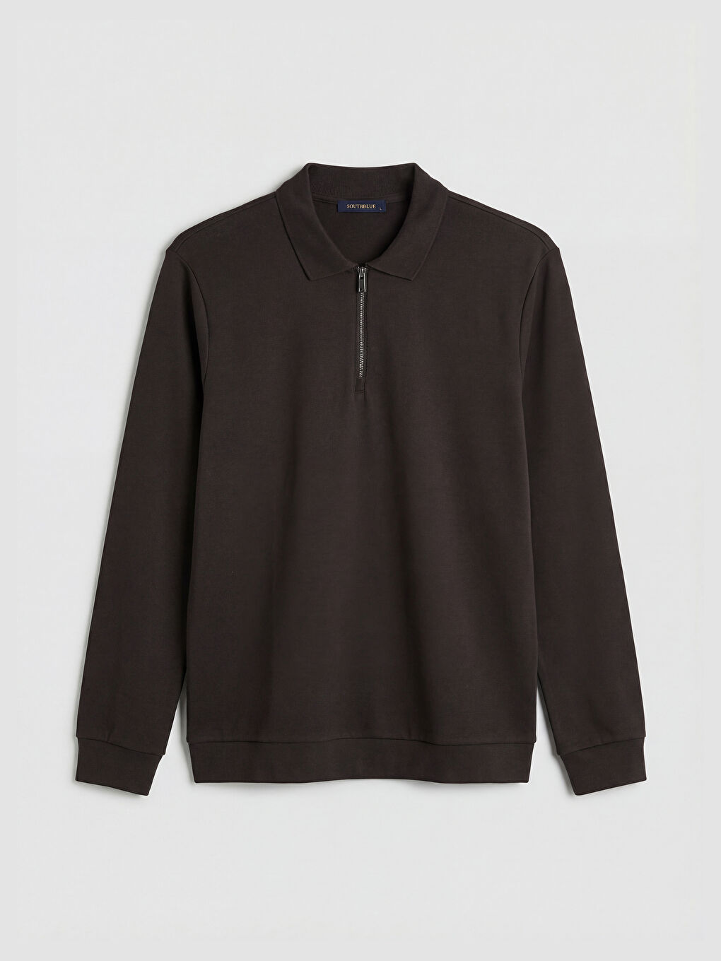 Kahverengi Polo Yaka Erkek Sweatshirt-4
