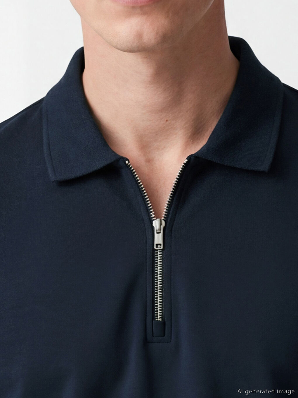 Lacivert Polo Yaka Erkek Sweatshirt-2