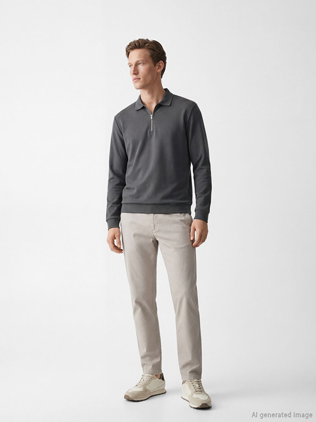 Antrasit Polo Yaka Erkek Sweatshirt-1