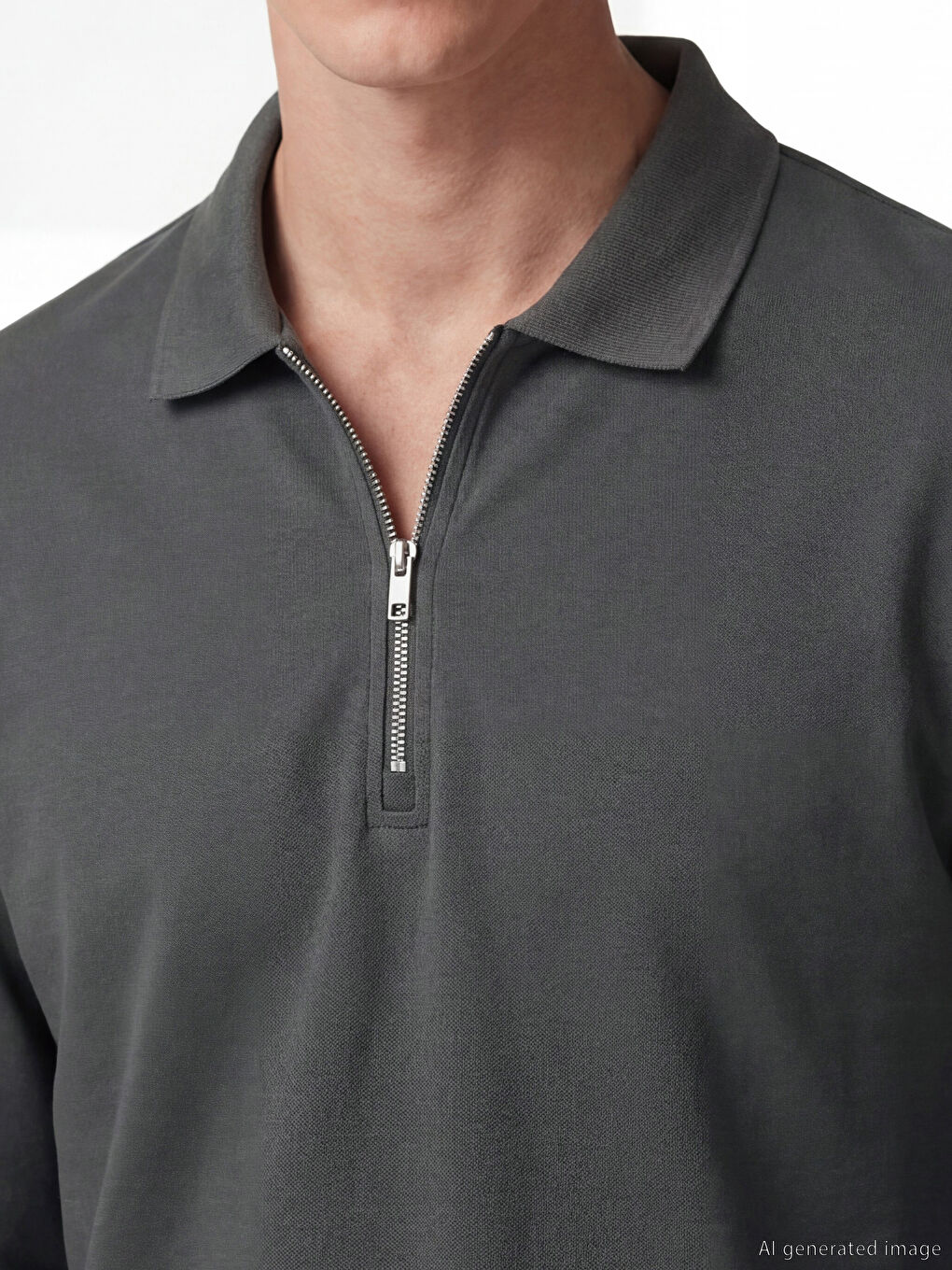 Antrasit Polo Yaka Erkek Sweatshirt-2