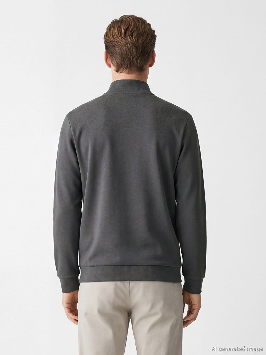 Antrasit Polo Yaka Erkek Sweatshirt-3