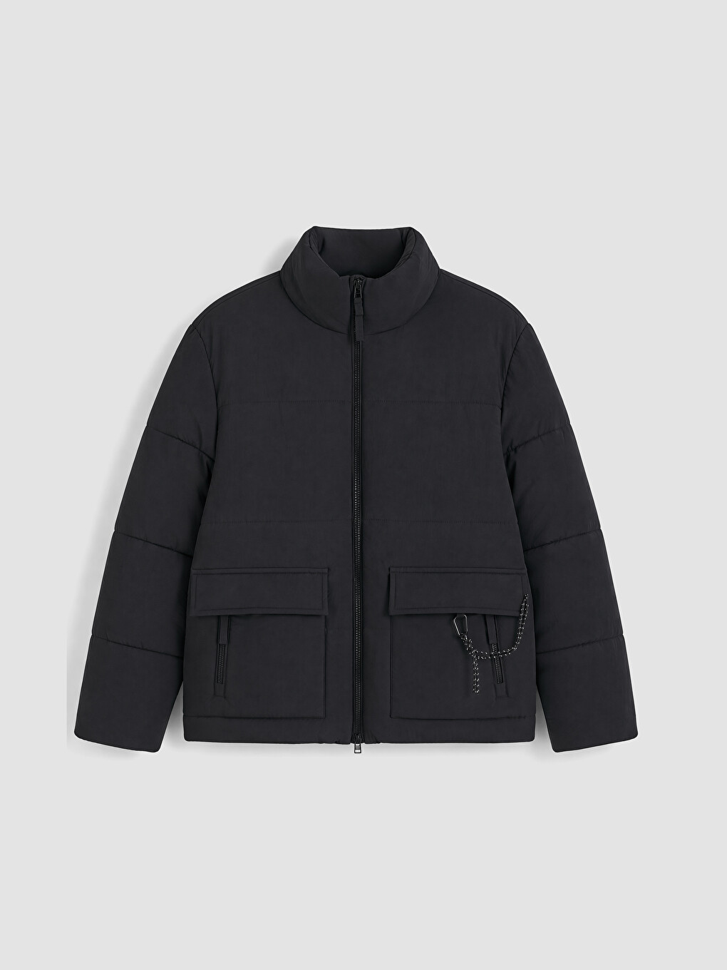 Relaxed Fit Mock Collar Men's Puffer Coat-4
