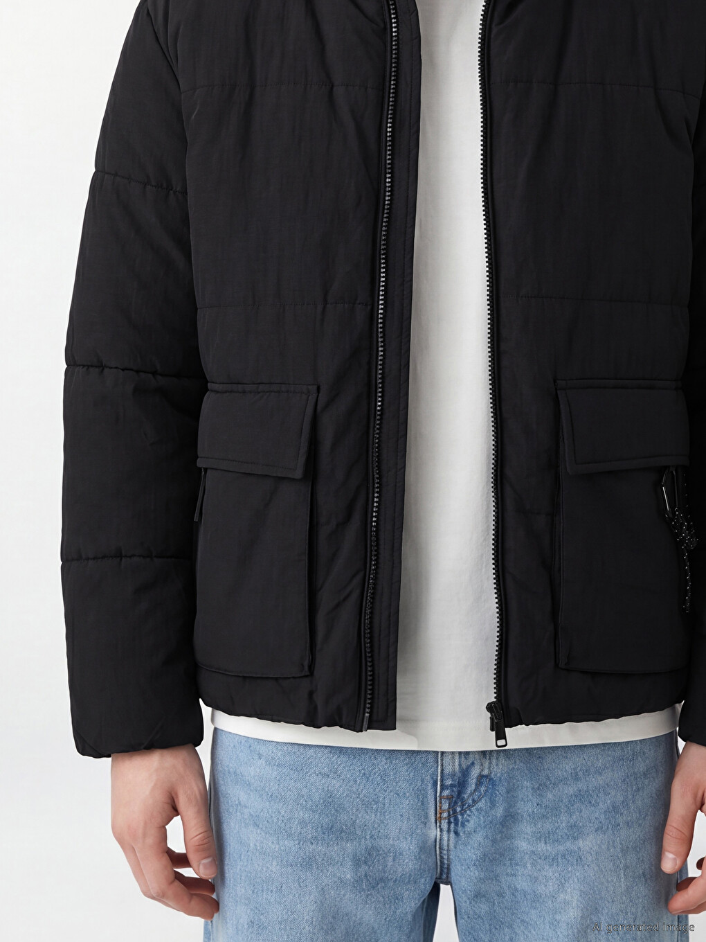 Relaxed Fit Mock Collar Men's Puffer Coat-2