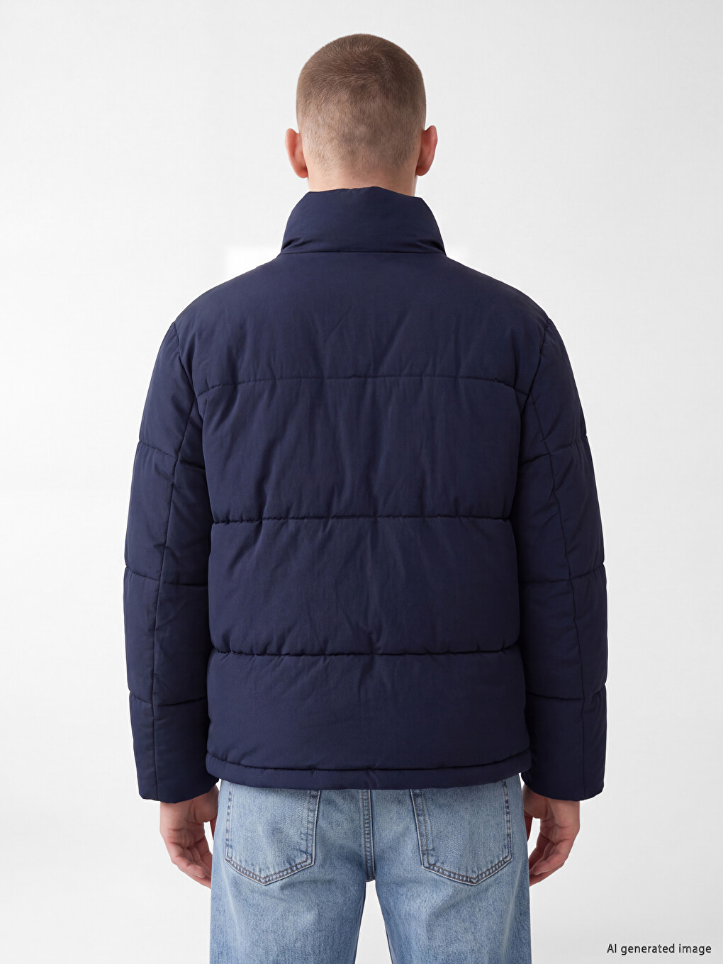 Relaxed Fit Mock Neck Men's Puffer Coat-3