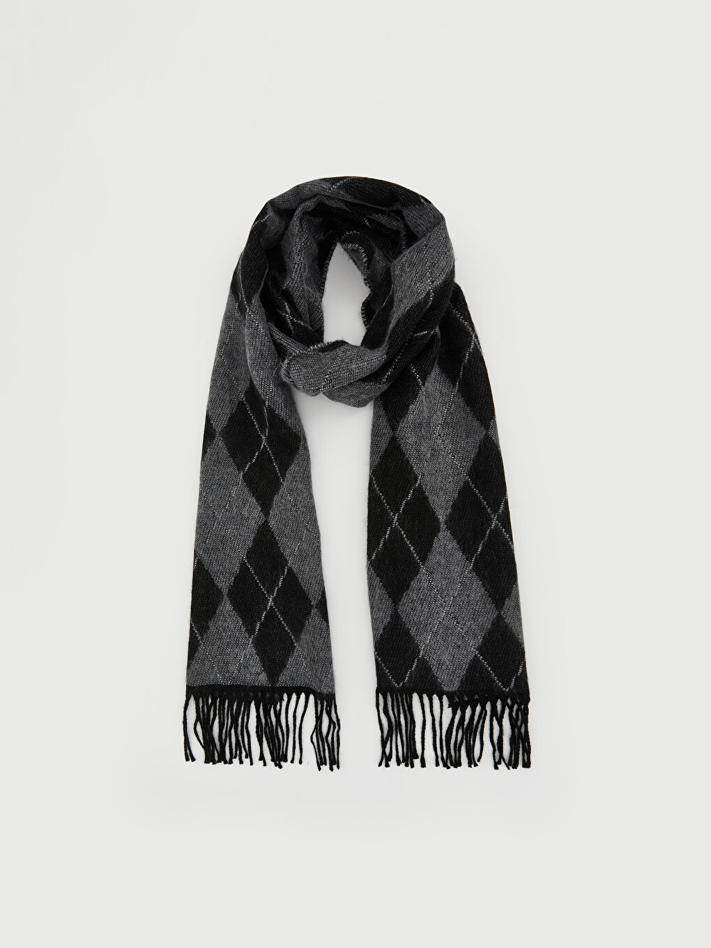 Antrasit Baklava Desenli Erkek Atkı