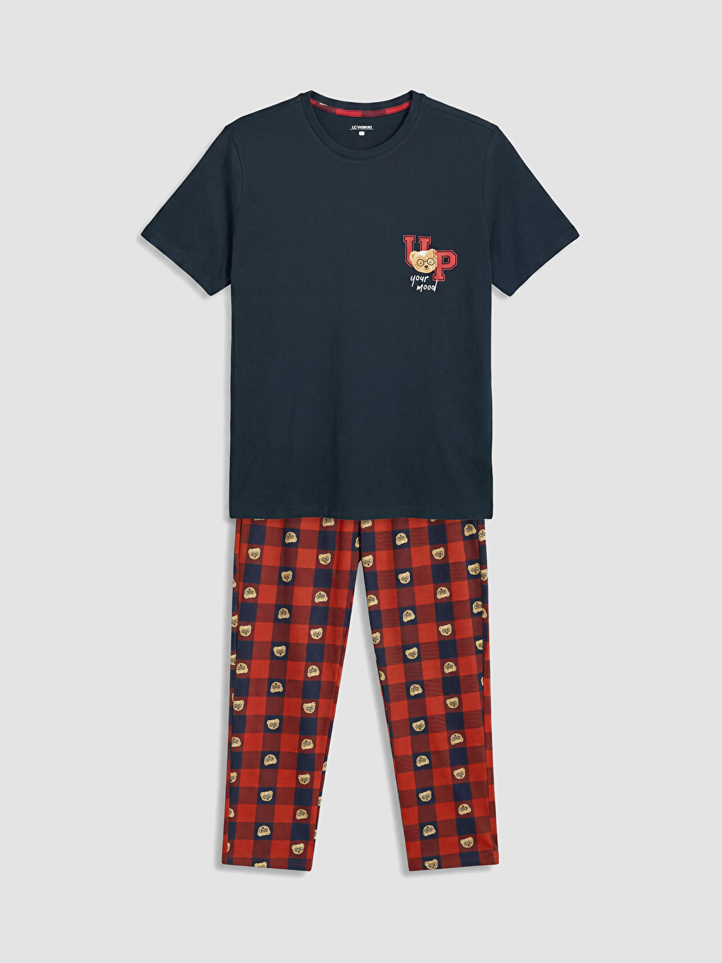 Regular Fit Plaid Men's Pyjama Set-4