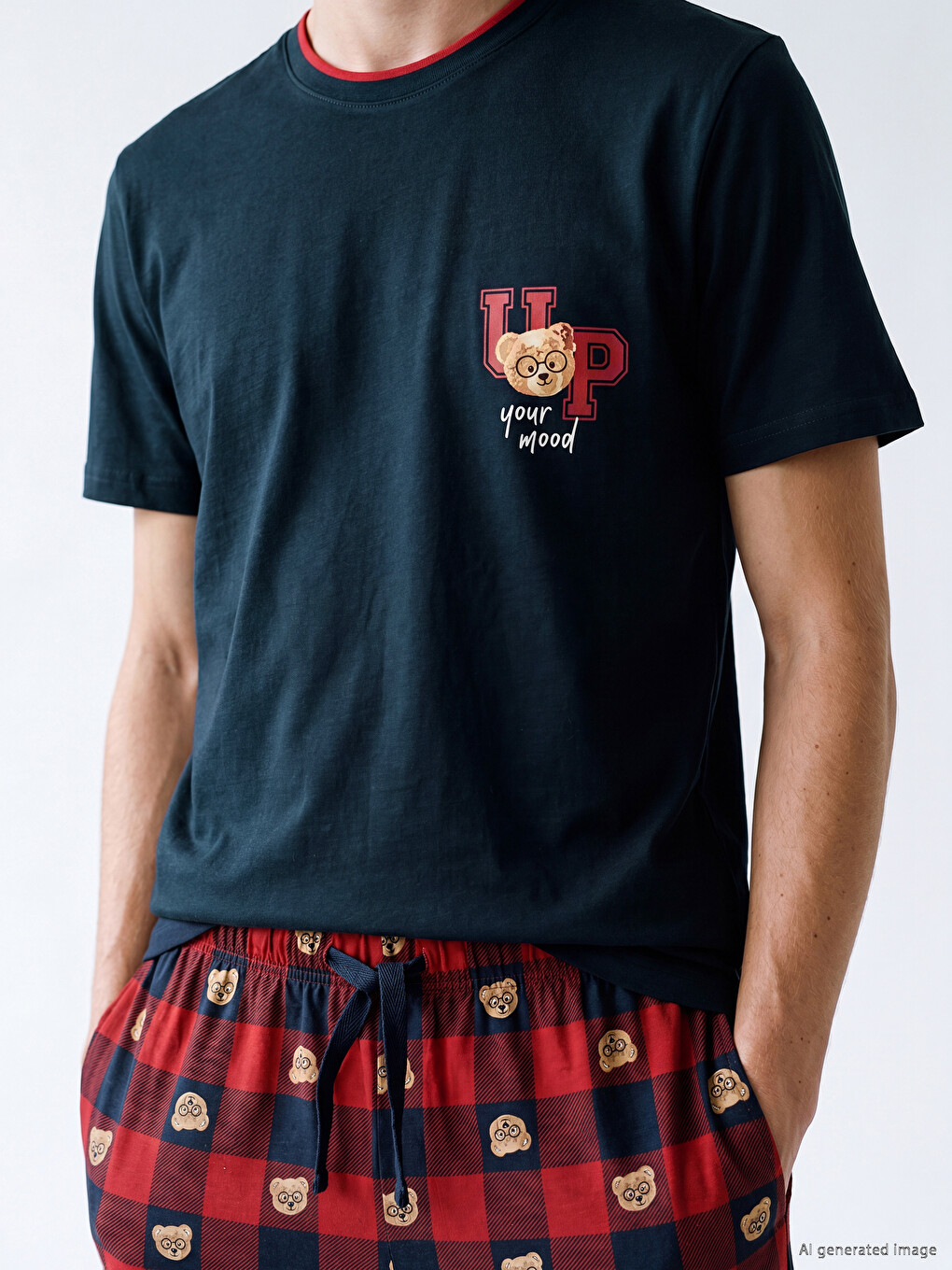 Regular Fit Plaid Men's Pyjama Set-2
