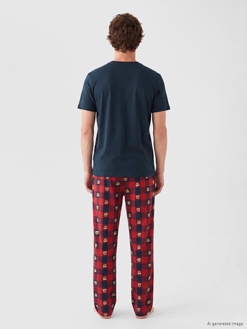 Regular Fit Plaid Men's Pyjama Set-3