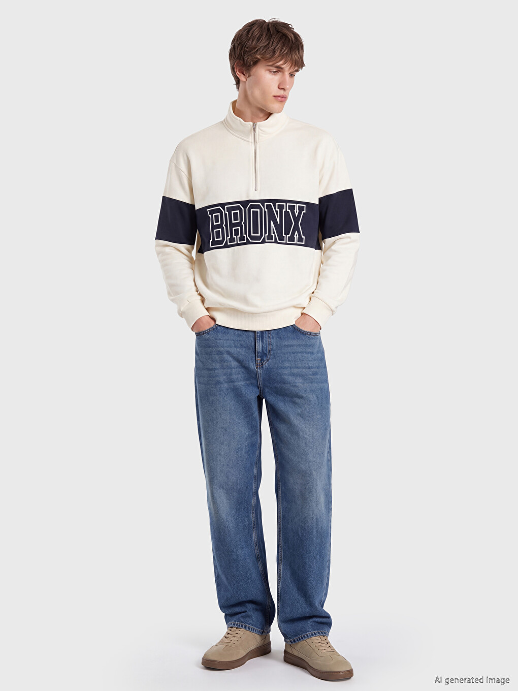 Mock Neck Men's Thick Sweatshirt-1