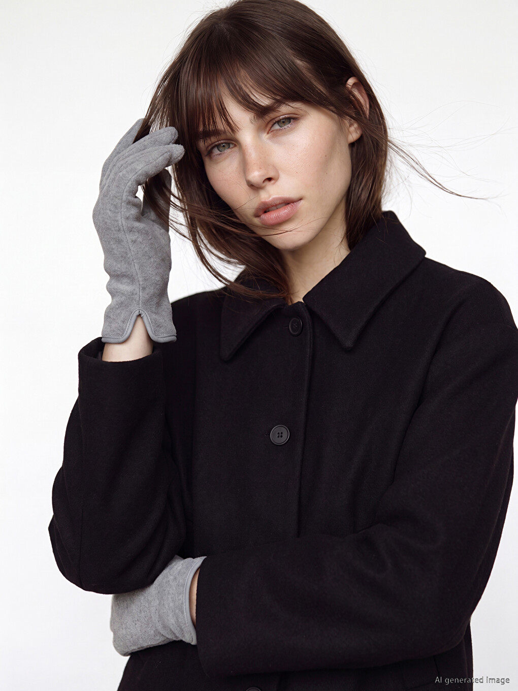 Woman Grey Gloves