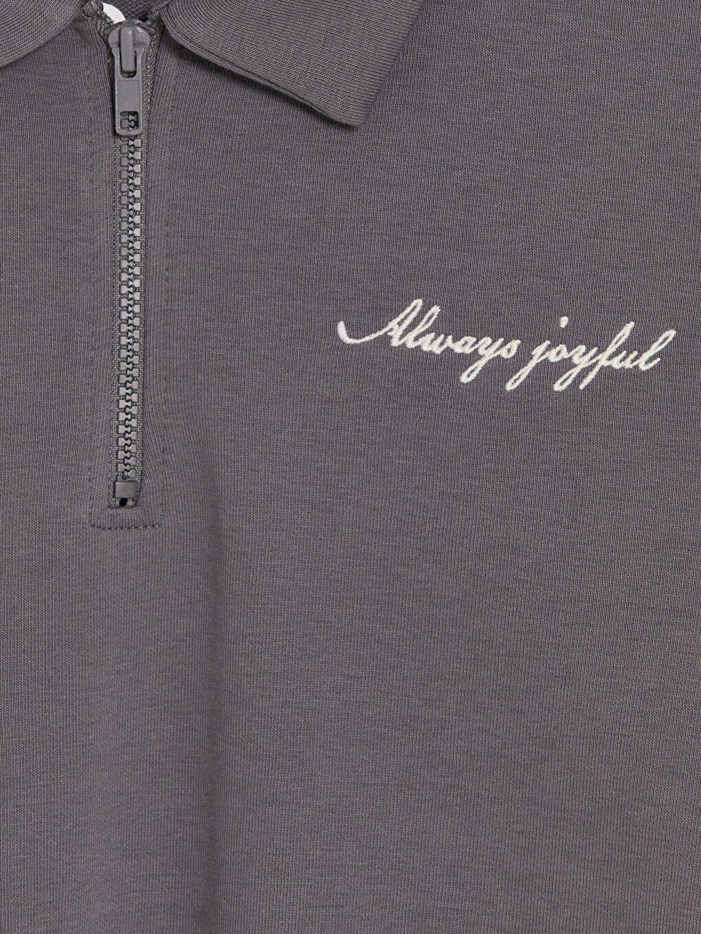 Gri Polo Yaka Erkek Çocuk Sweatshirt-1