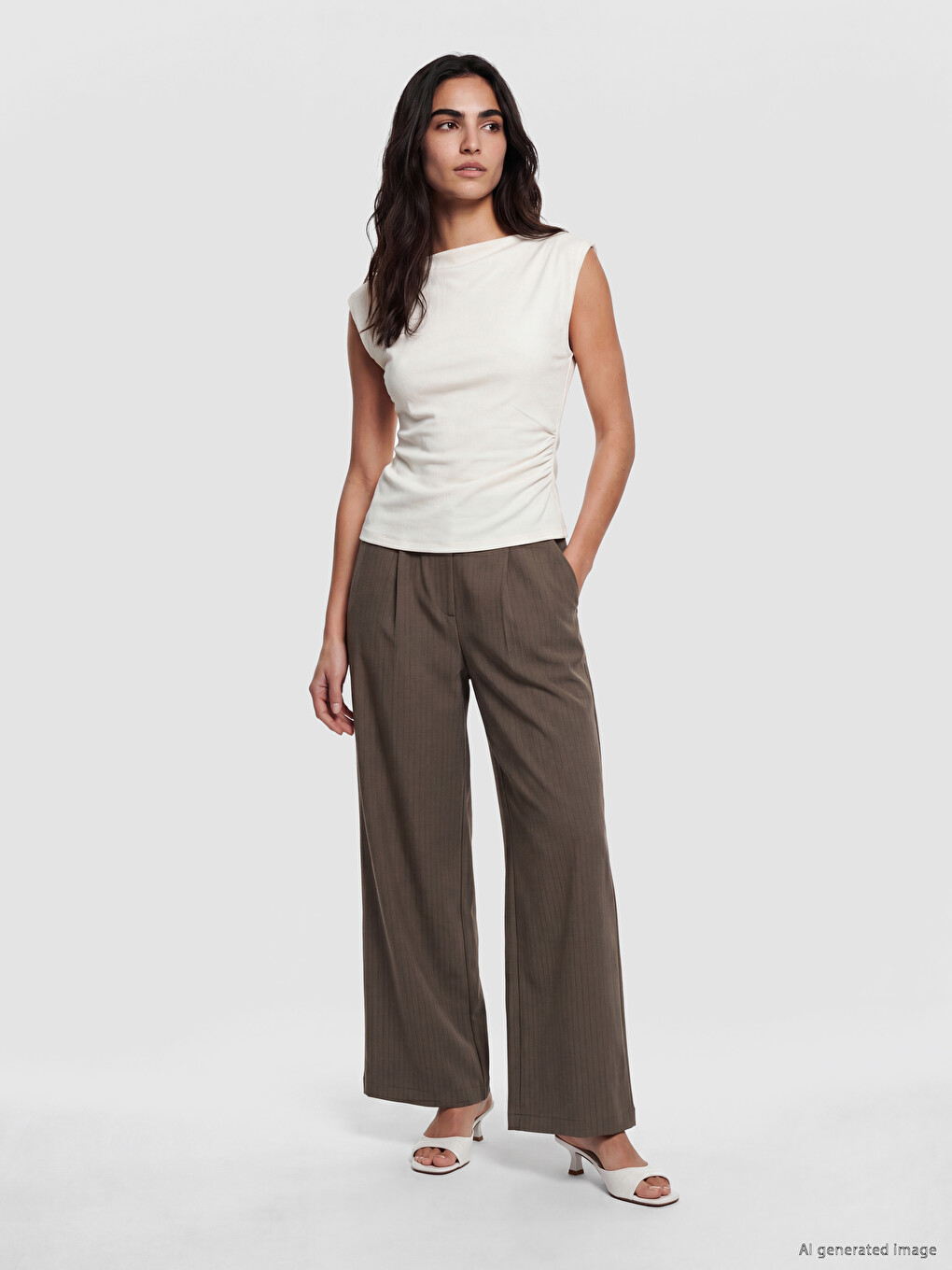 Pantalons De Costume Kaki Femme