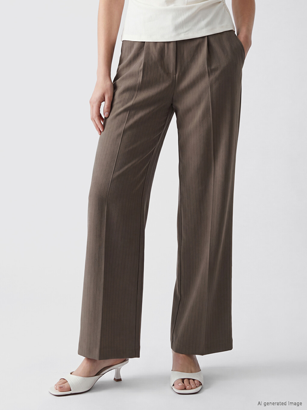 Pantalons De Costume Kaki Femme-1