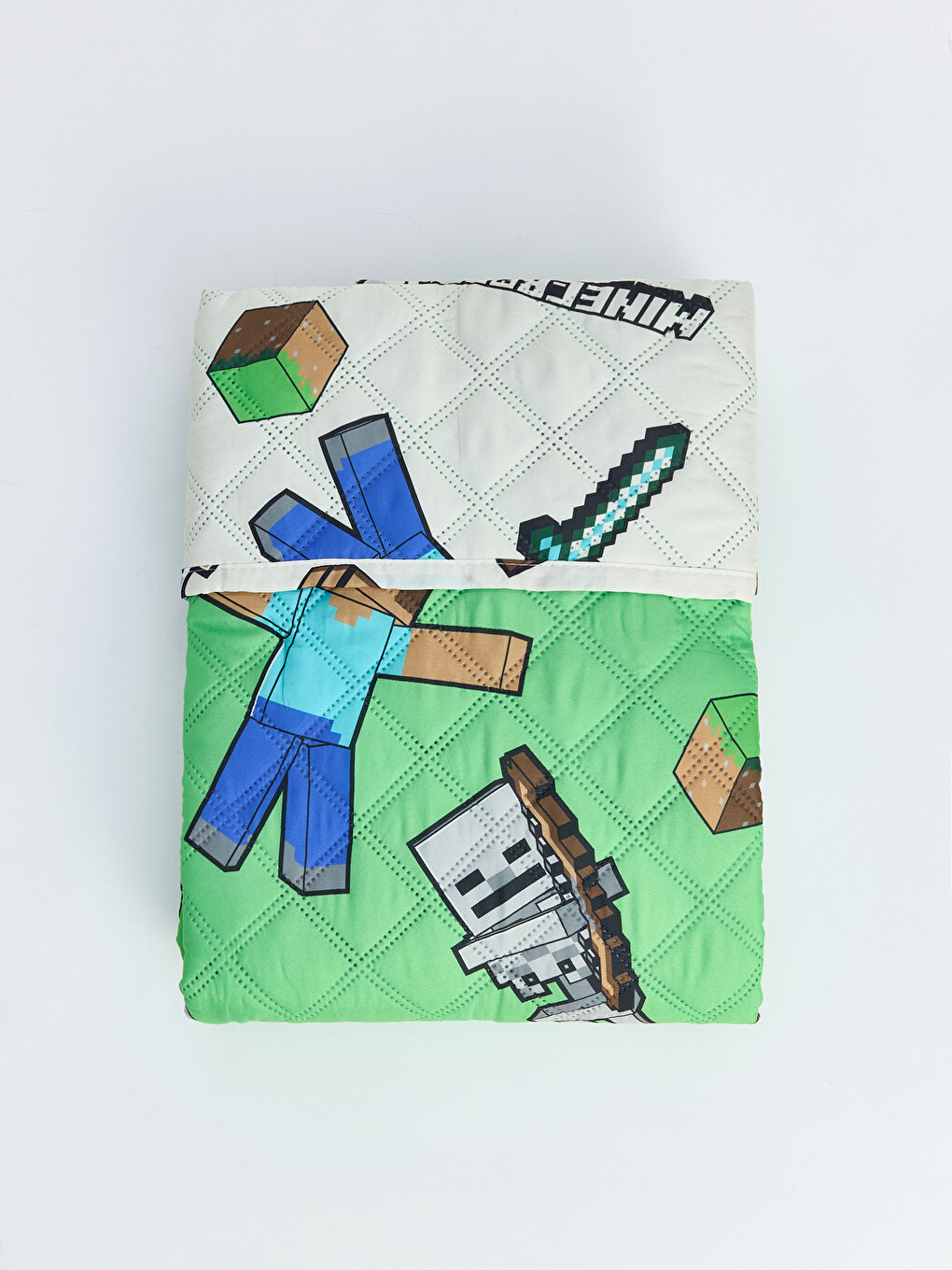 Karışık Minecraft Baskılı Tek Kişilik Yatak Örtüsü-2