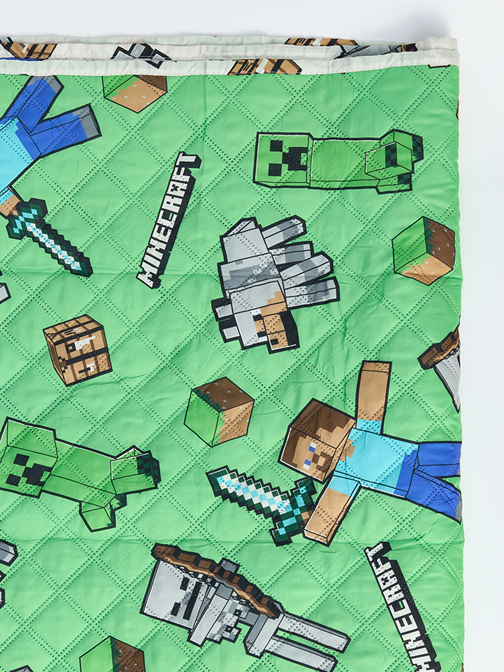 Karışık Minecraft Baskılı Tek Kişilik Yatak Örtüsü-3