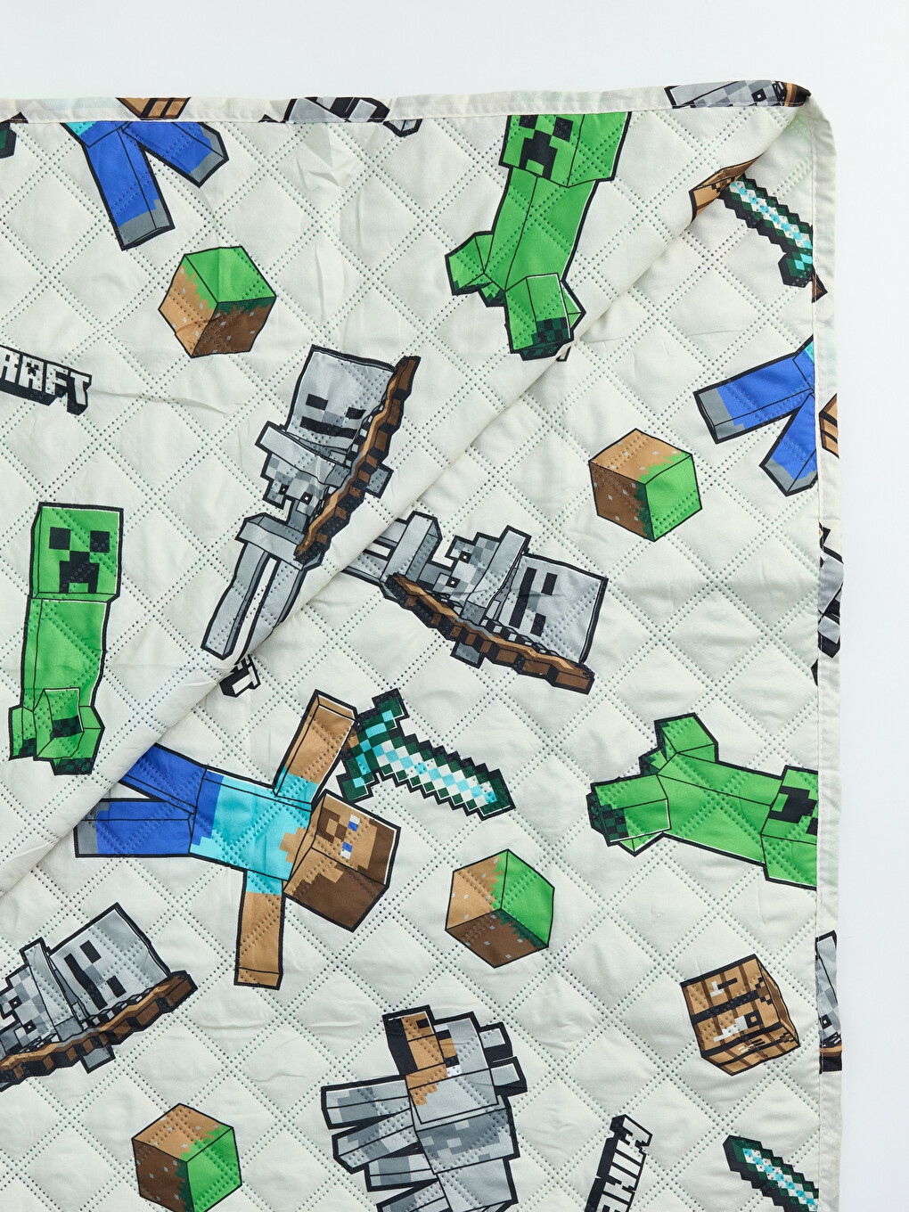 Karışık Minecraft Baskılı Tek Kişilik Yatak Örtüsü-4