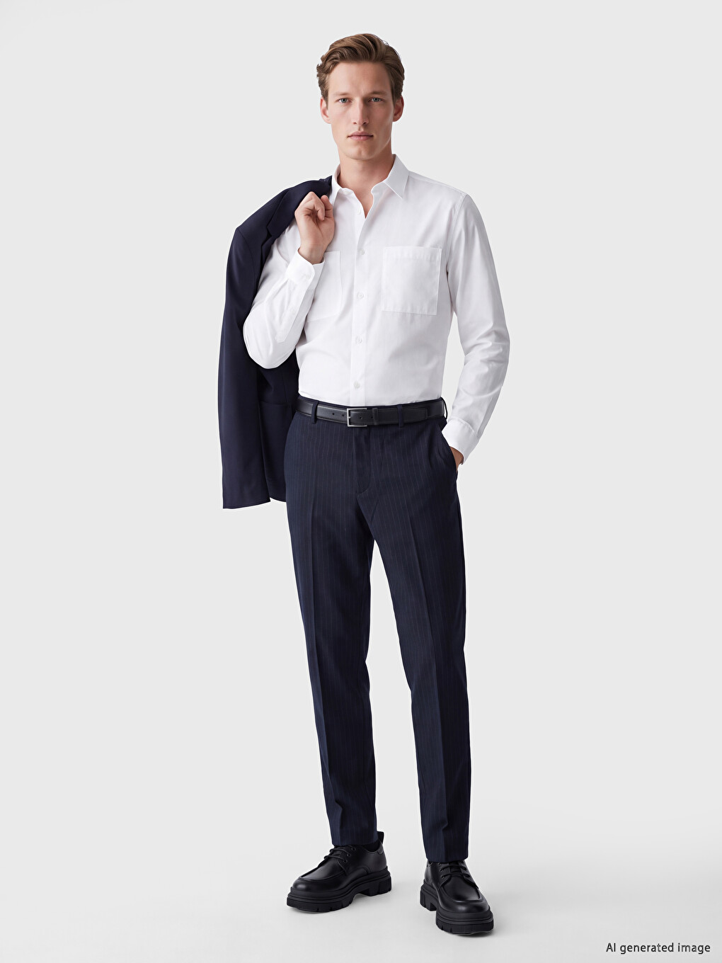 Pantaloni Regular Fit Din Material Pentru Bărbați