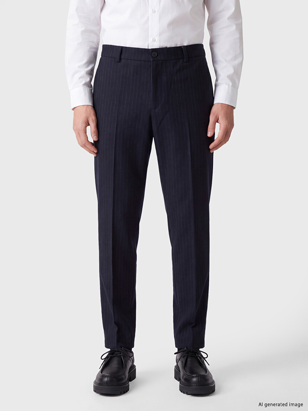 Pantaloni Regular Fit Din Material Pentru Bărbați-1