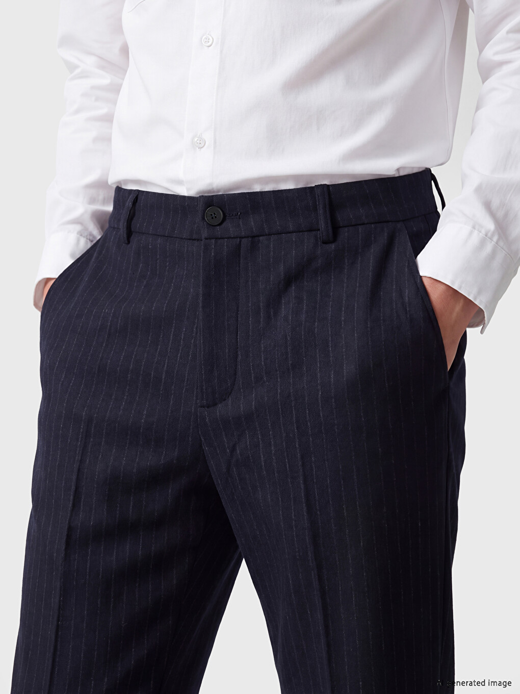 Pantaloni Regular Fit Din Material Pentru Bărbați-2