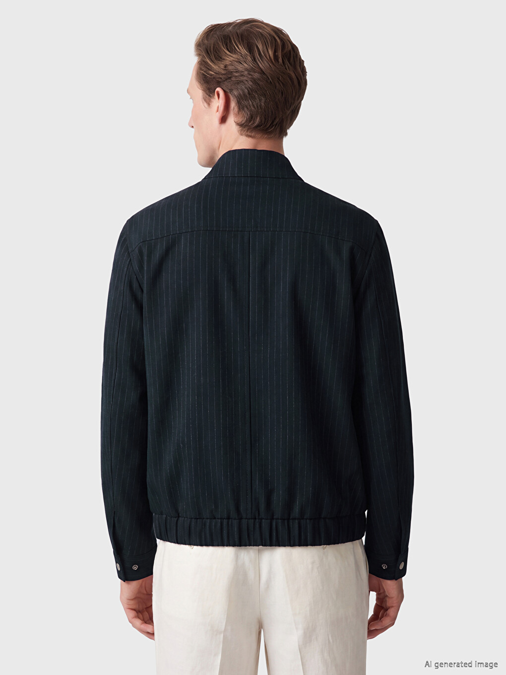 Stand Collar Striped Men's Jacket-3
