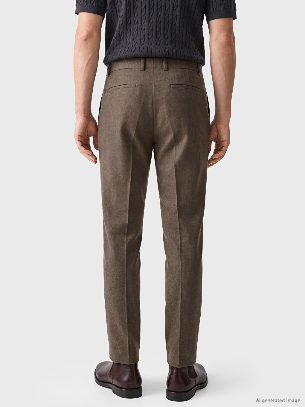 Pantaloni Din Țesătură Texturată Pentru Bărbați, Croială Standard-3
