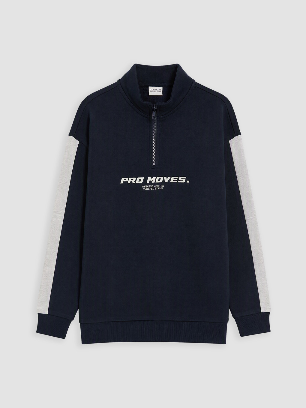 Lacivert Dik Yaka Erkek Çocuk Kalın Sweatshirt
