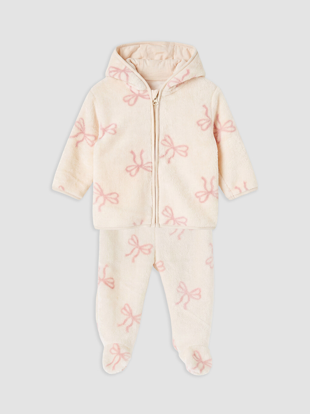 Printed Baby Girls' Cardigan And With Booties Pants Set