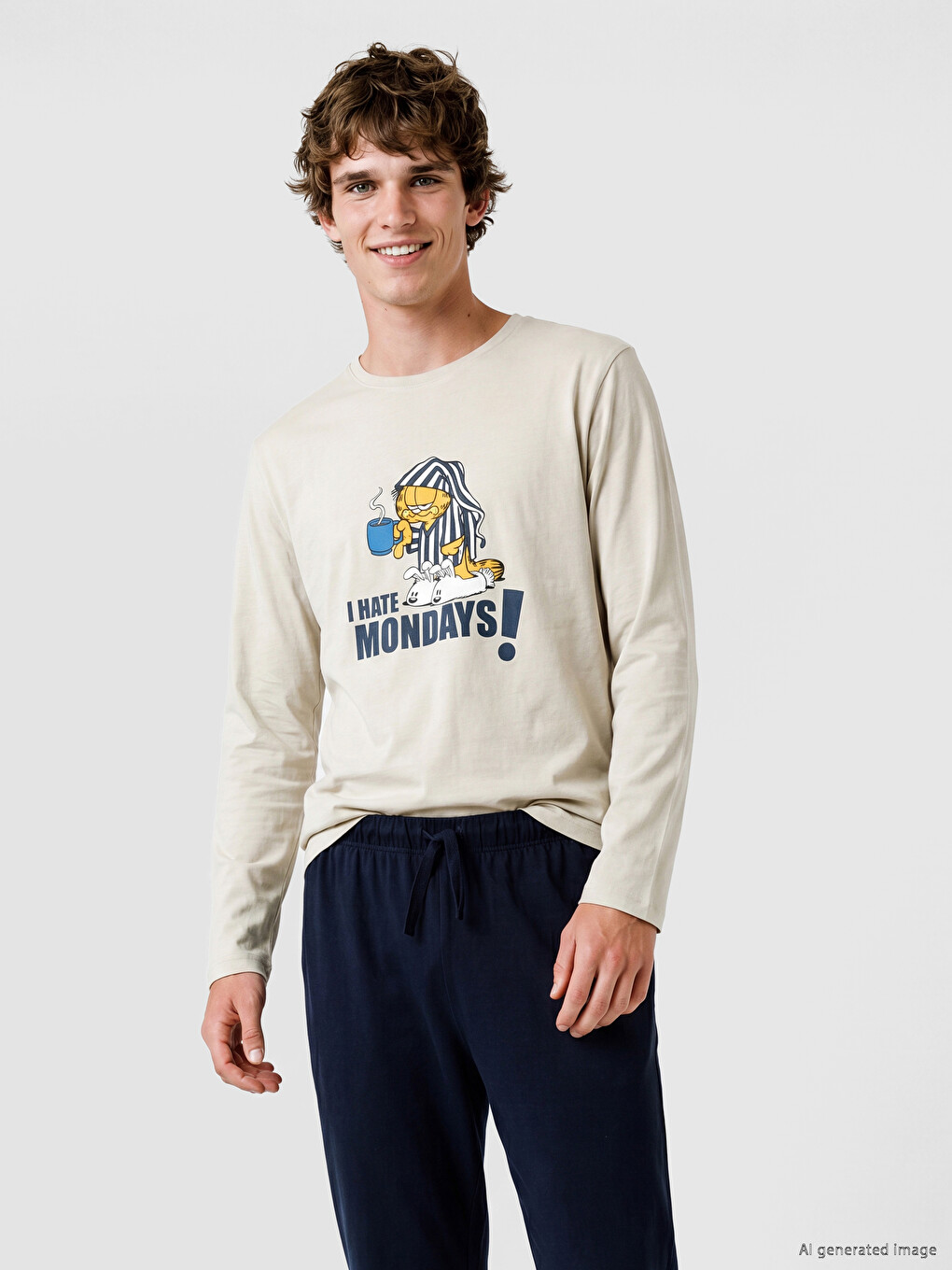 Standard Fit Garfield Printed Men's Pyjamas Set-1