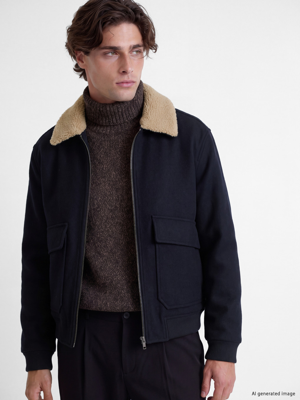 Regular Fit Plush Collar Men's Cachet Coat