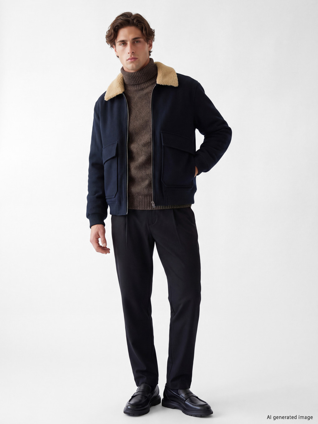 Regular Fit Plush Collar Men's Cachet Coat-1
