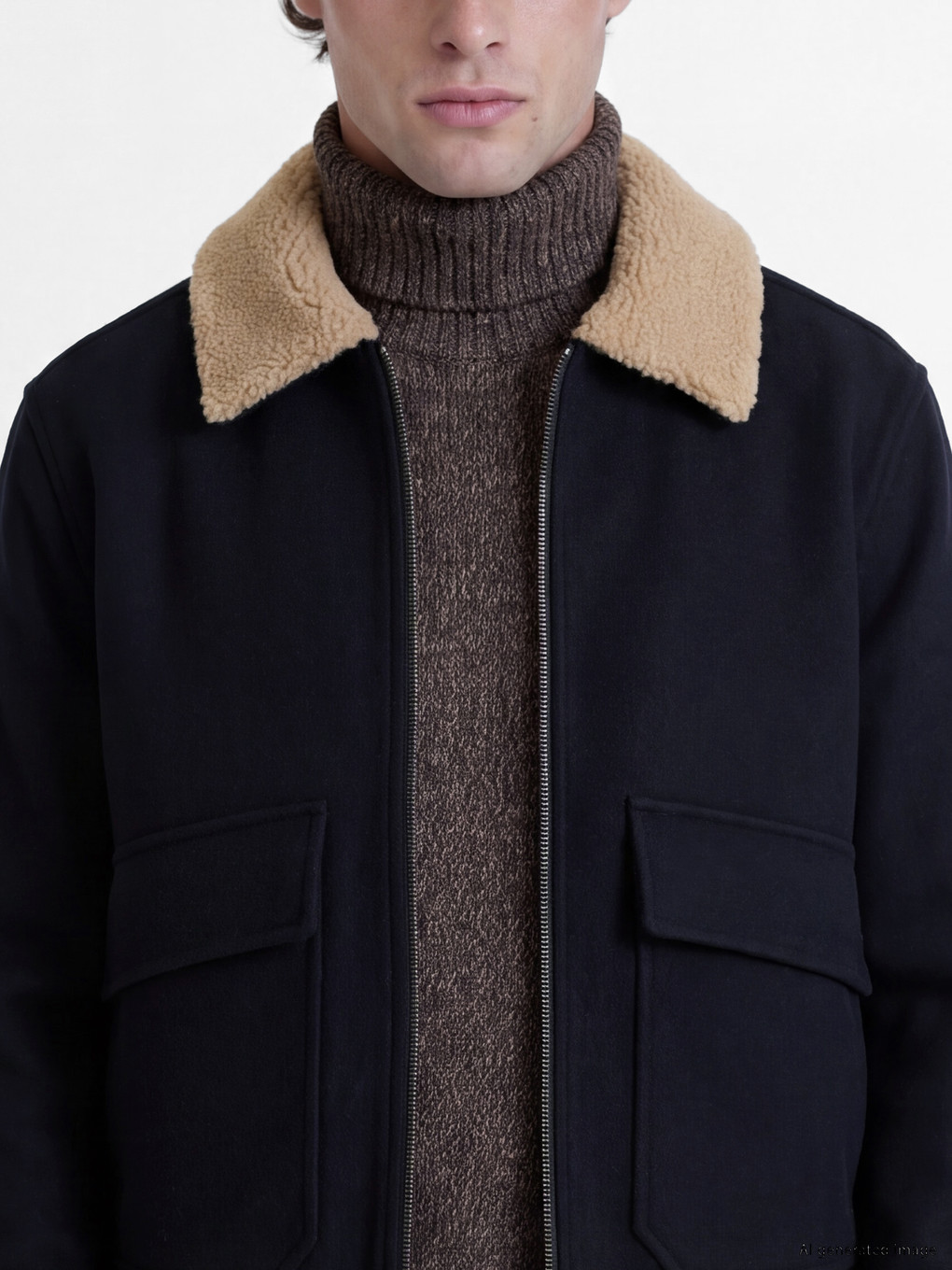 Regular Fit Plush Collar Men's Cachet Coat-2