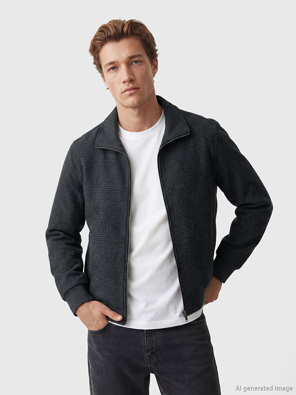 Antrasit Standart Kalıp Dik Yaka Erkek Mont