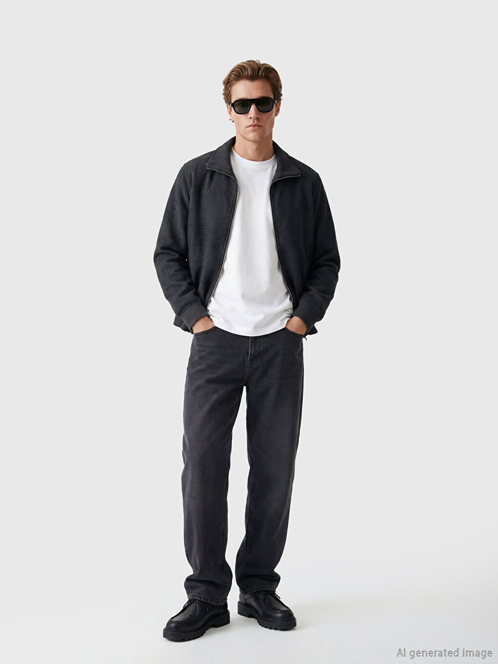 Antrasit Standart Kalıp Dik Yaka Erkek Mont-1