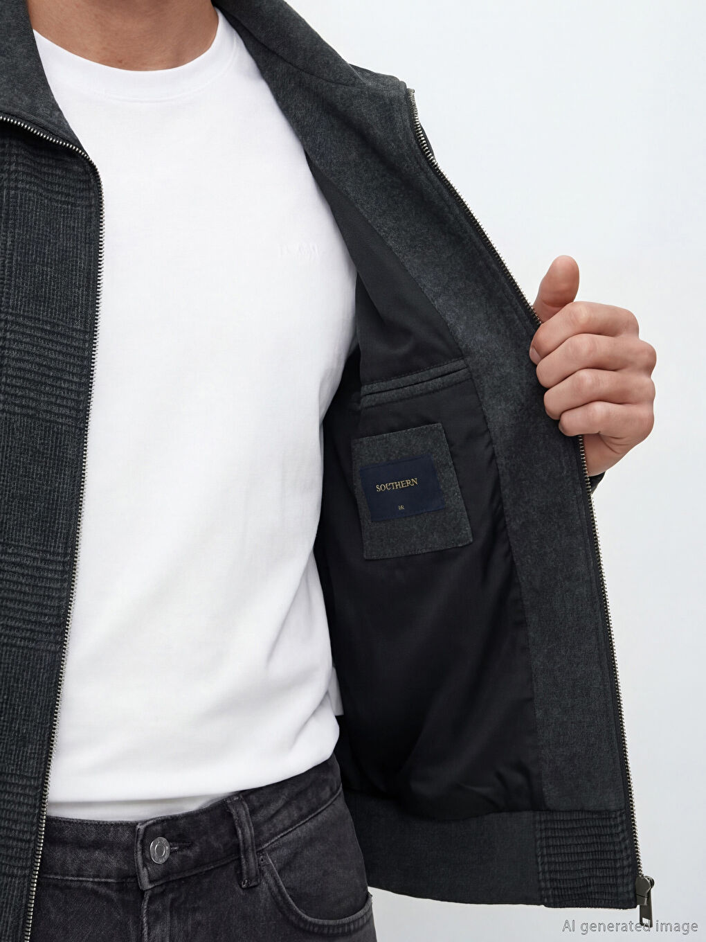 Antrasit Standart Kalıp Dik Yaka Erkek Mont-3