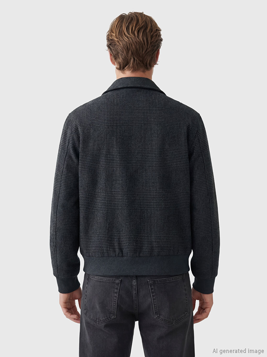 Antrasit Standart Kalıp Dik Yaka Erkek Mont-4