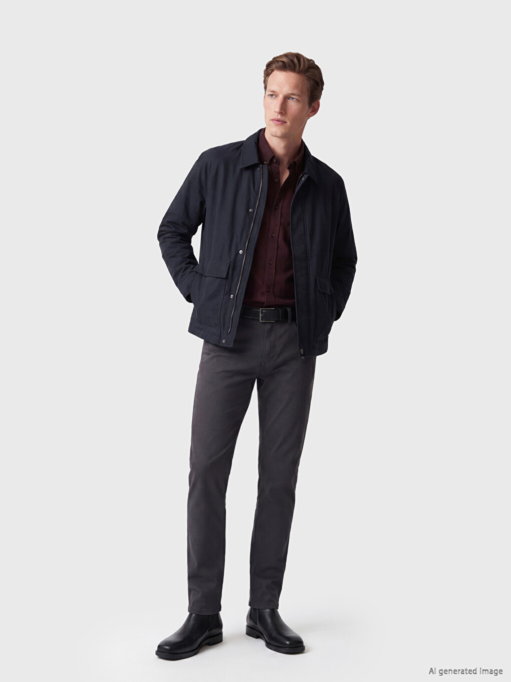 Regular Fit Shirt Collar Men's Jacket-1