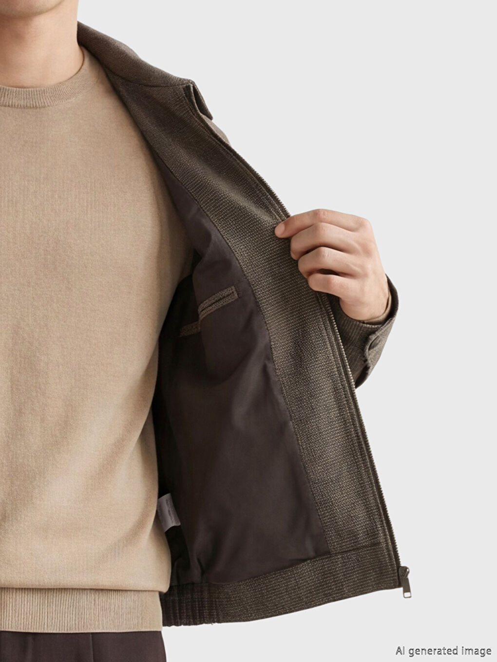 Kahverengi Standart Kalıp Gömlek Yaka Erkek Mont-2