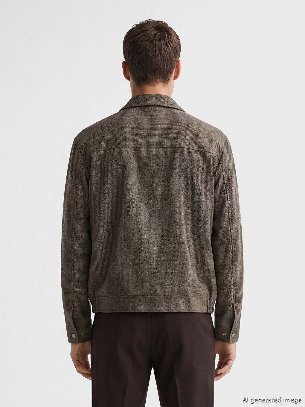 Kahverengi Standart Kalıp Gömlek Yaka Erkek Mont-3