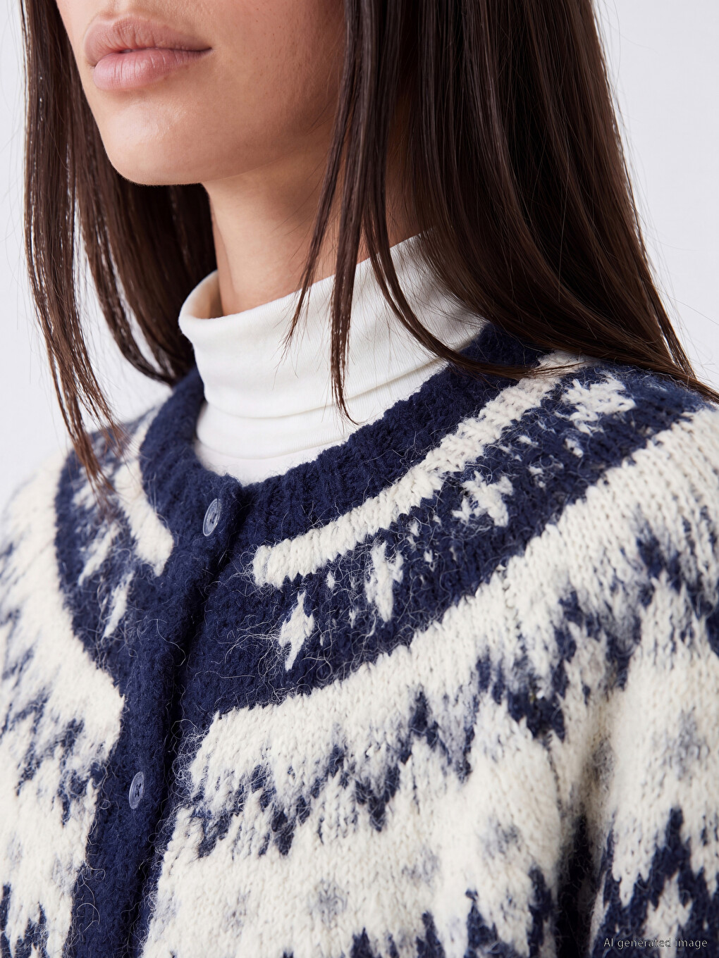 Crew Neck Patterned Women's Knitwear Cardigan-2