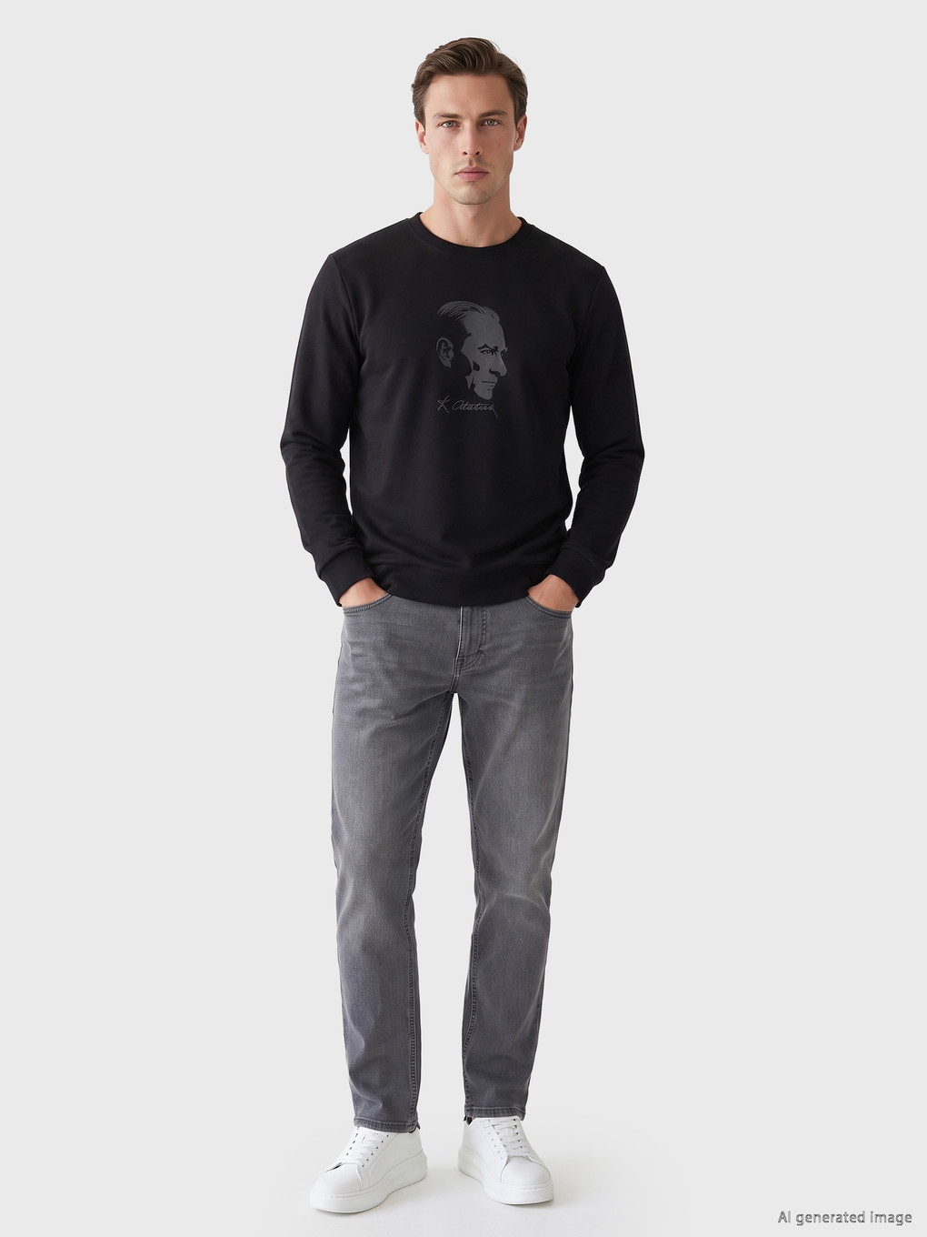 Crew Neck Printed Men's Sweatshirt-1