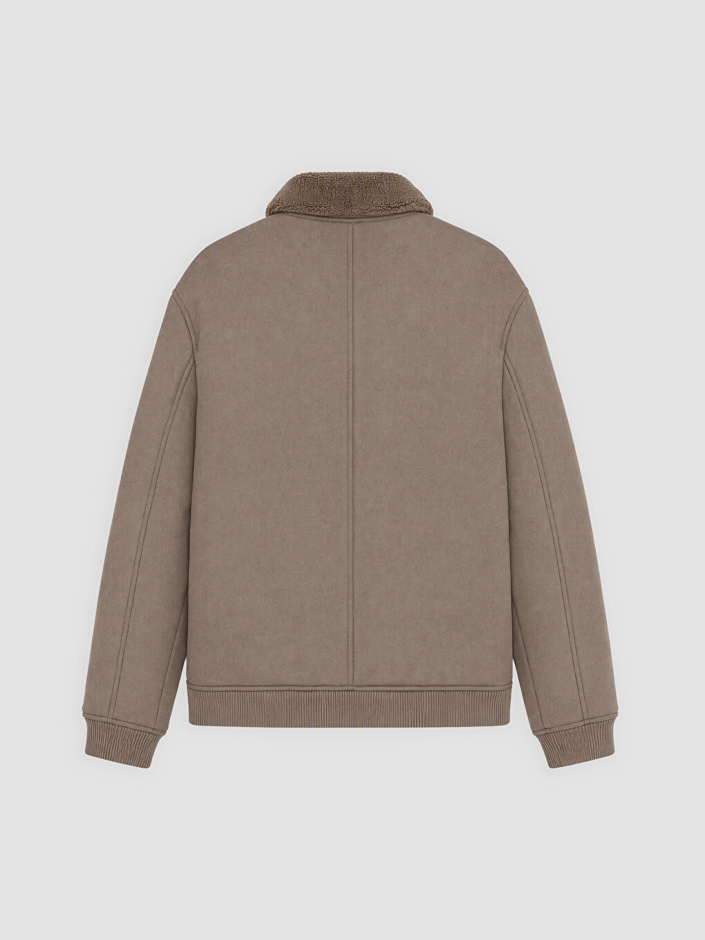 Relaxed Fit Fur Collar Men's Suede Coat-5