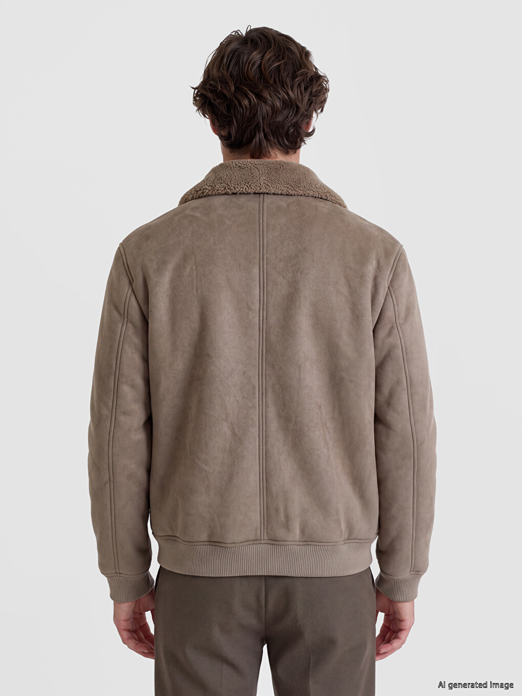 Relaxed Fit Fur Collar Men's Suede Coat-3