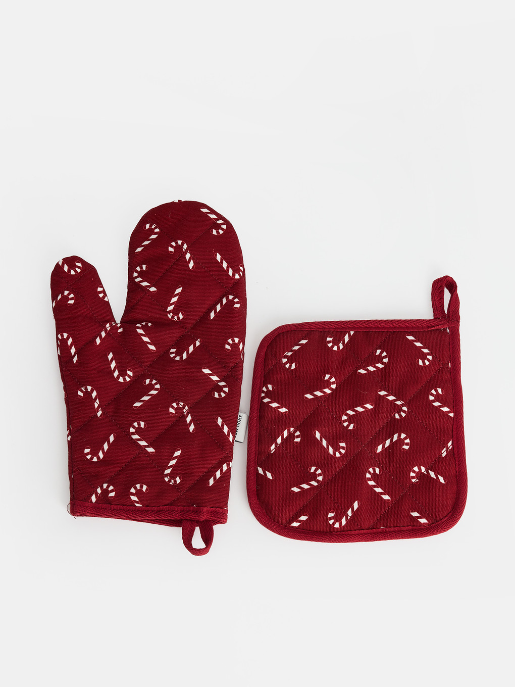 Cane Patterned Oven Glove And Pot Holder-1
