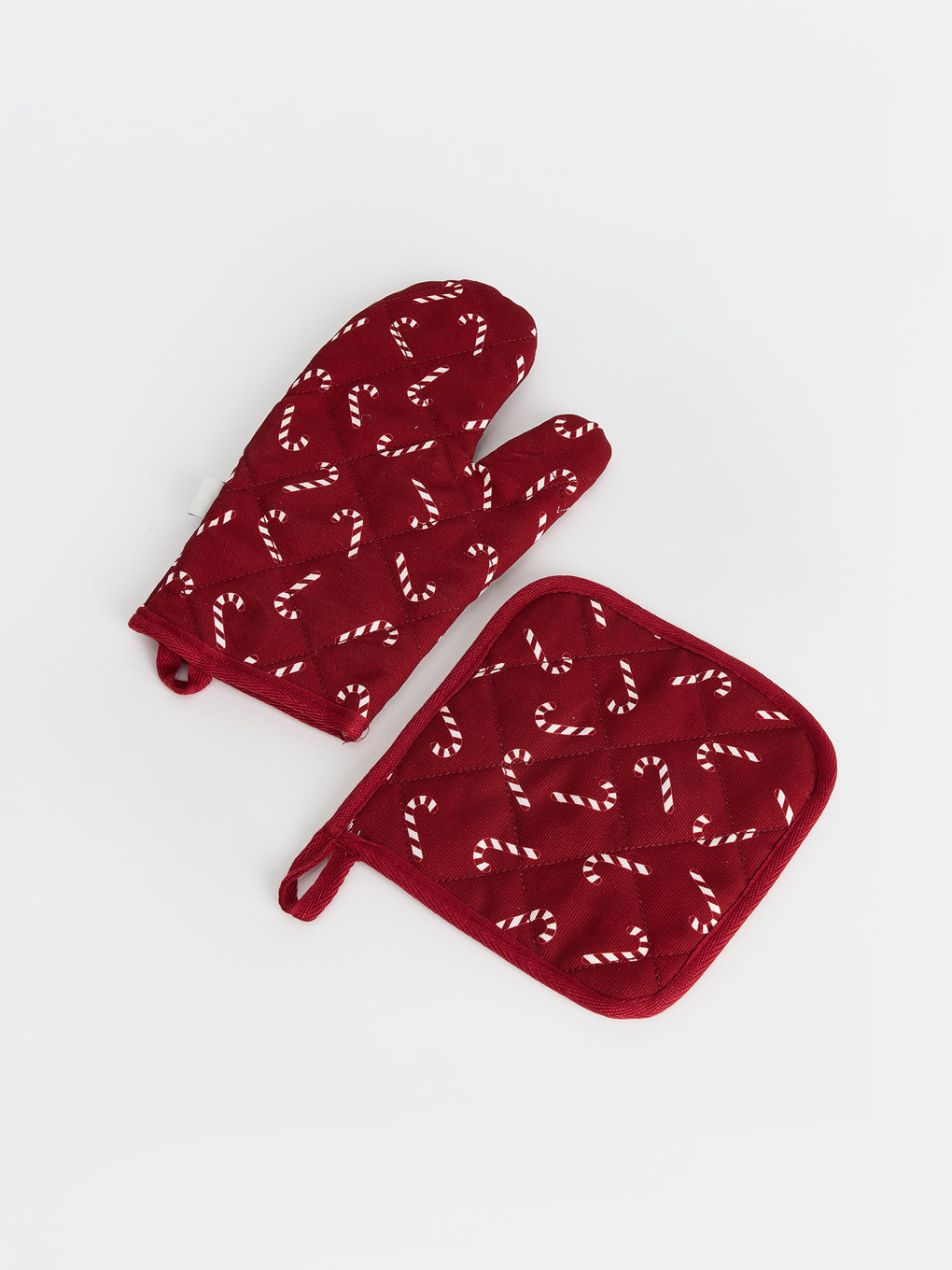 Cane Patterned Oven Glove And Pot Holder-2