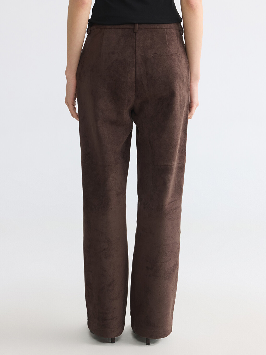 Regular Fit Women's Faux Suede Trousers-3