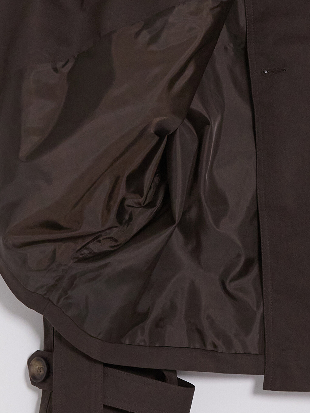 Kahverengi Dik Yaka Kuşaklı Oversize Kadın Trençkot-7