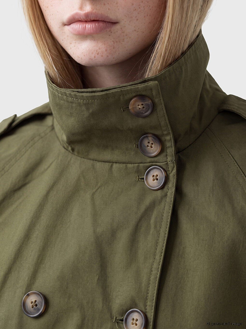 Mock Neck Sash Oversize Women's Trench Coat-2